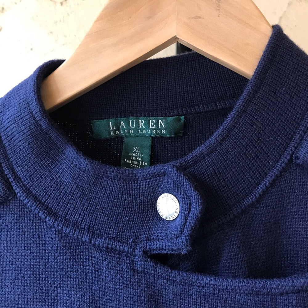 New! Ralph Lauren Navy Knit Moto Jacket - Picture 3 of 10